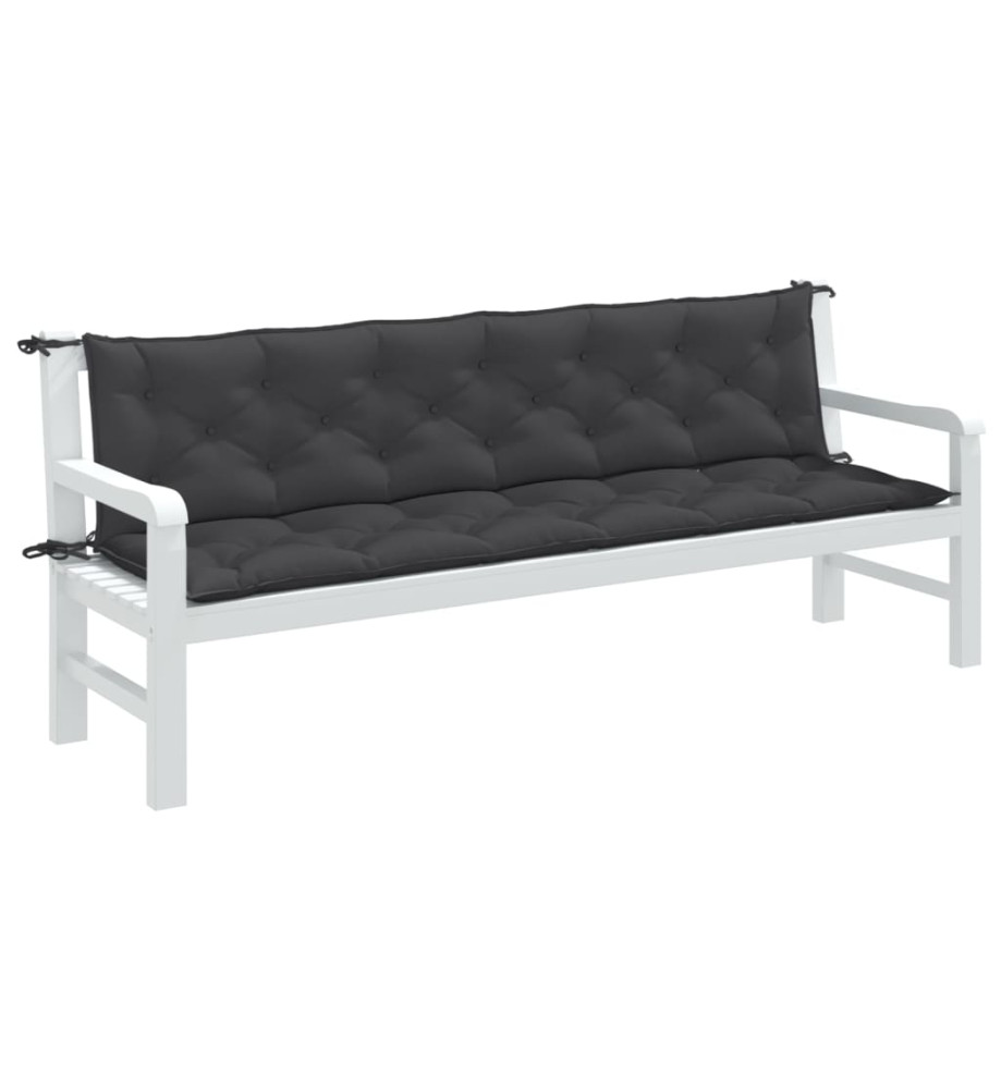 Coussins de banc de jardin lot de 2 anthracite mélangé tissu