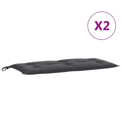 Coussins de banc de jardin lot de 2 anthracite mélangé tissu