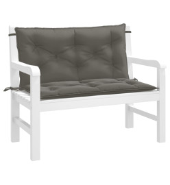 Coussins de banc de jardin lot de 2 gris foncé mélangé tissu