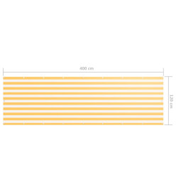 Écran de balcon Blanc et jaune 120x400 cm Tissu Oxford