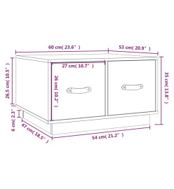 Table basse Noir 60x53x35 cm Bois massif de pin