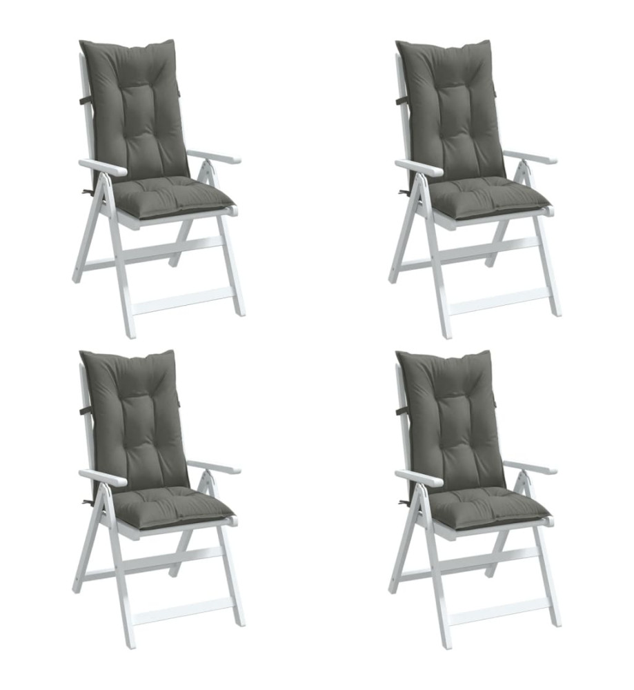 Coussins de chaise à dossier haut lot de 4 gris foncé mélangé