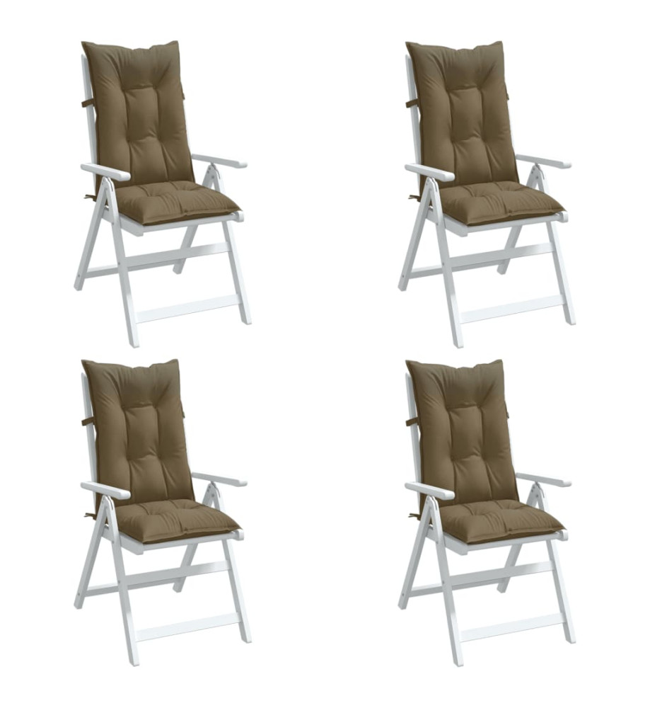 Coussins de chaise à dossier haut lot de 4 taupe mélangé tissu