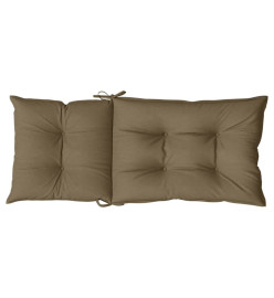 Coussins de chaise à dossier haut lot de 4 taupe mélangé tissu