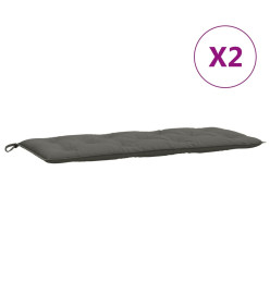 Coussins de banc de jardin lot de 2 gris foncé mélangé tissu