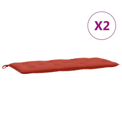 Coussins de banc de jardin lot de 2 rouge mélangé tissu