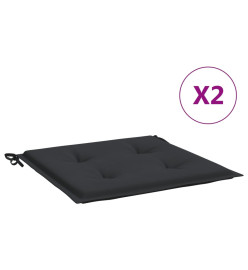 Coussins de chaise de jardin lot de 2 noir 50x50x3 cm