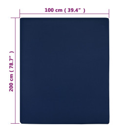 Draps-housses Jersey 2 pcs Bleu marine 100x200 cm Coton