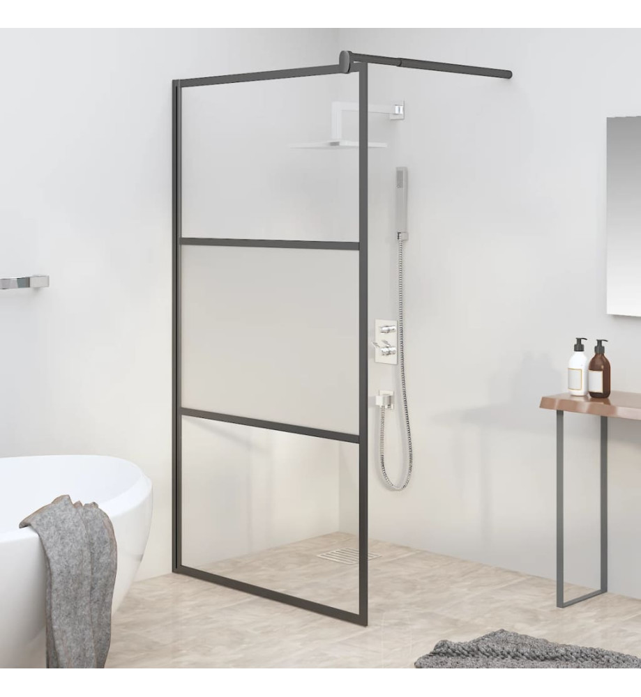 Paroi de douche 100x195 cm Verre ESG demi-dépoli Noir