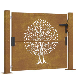 Portail de jardin 105x80 cm acier corten conception de l'arbre