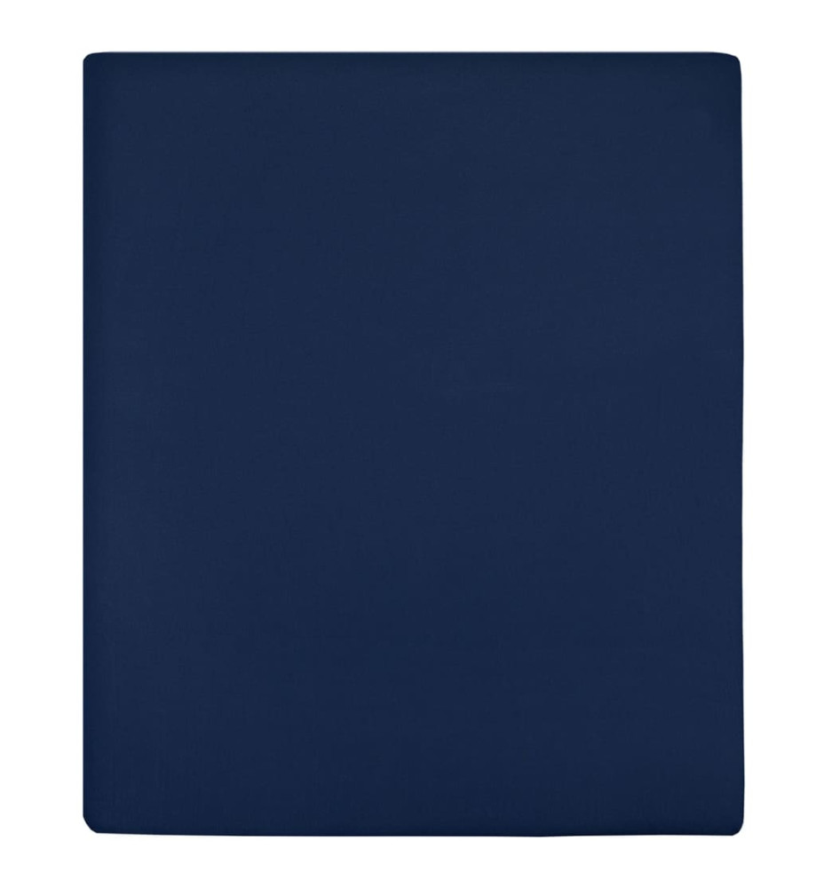 Draps-housses Jersey 2 pcs Bleu marine 90x200 cm Coton