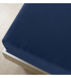 Draps-housses Jersey 2 pcs Bleu marine 90x200 cm Coton