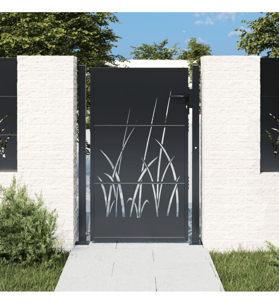 Portail de jardin anthracite 105x155cm acier conception d'herbe