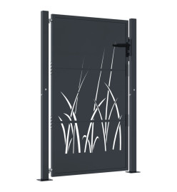 Portail de jardin anthracite 105x155cm acier conception d'herbe