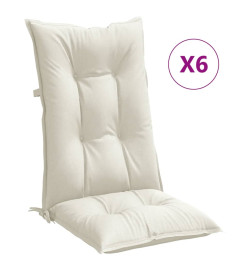 Coussins de chaise à dossier haut lot de 6 crème mélangé tissu