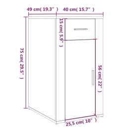 Armoire de bureau Blanc 40x49x75 cm Bois d'ingénierie