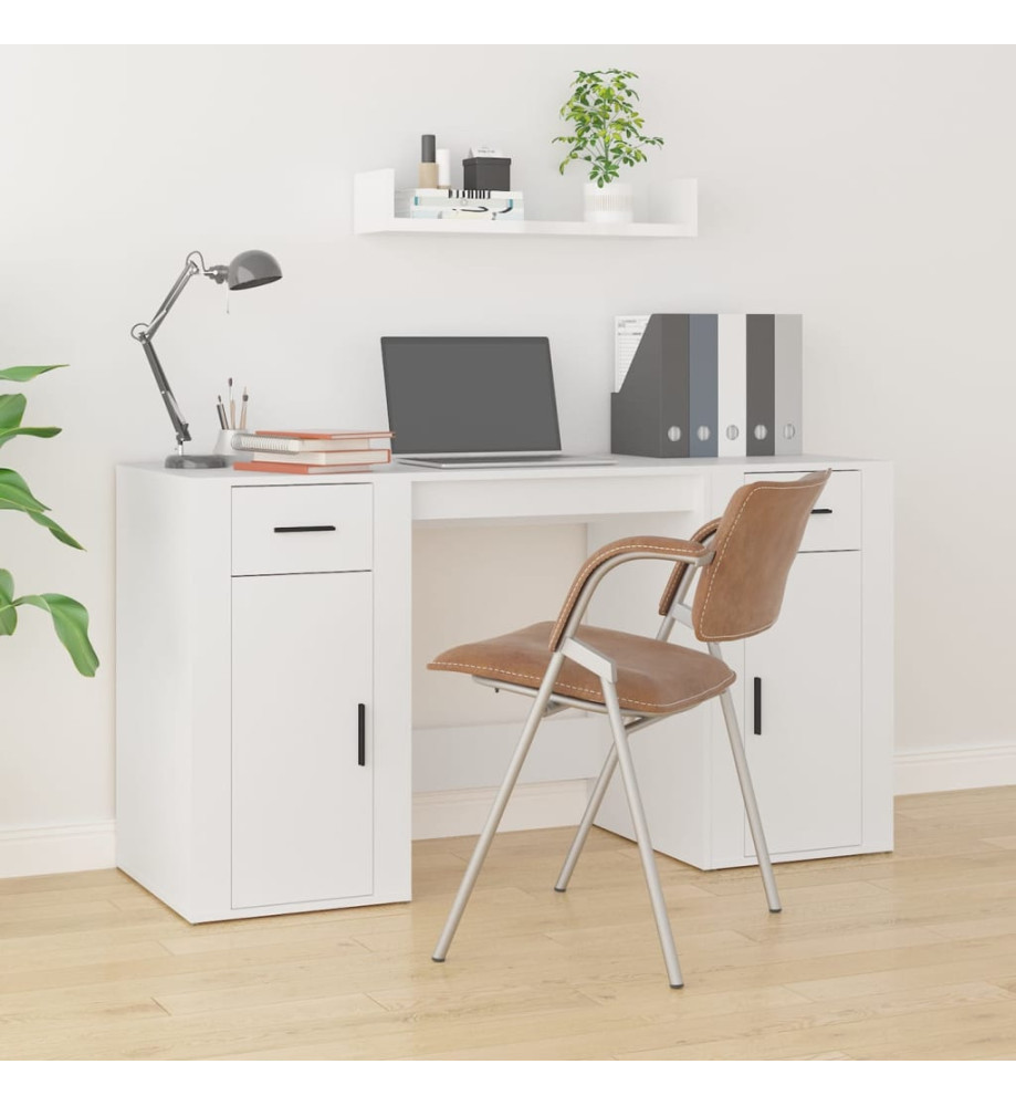 Bureau avec armoire blanc bois d'ingénierie