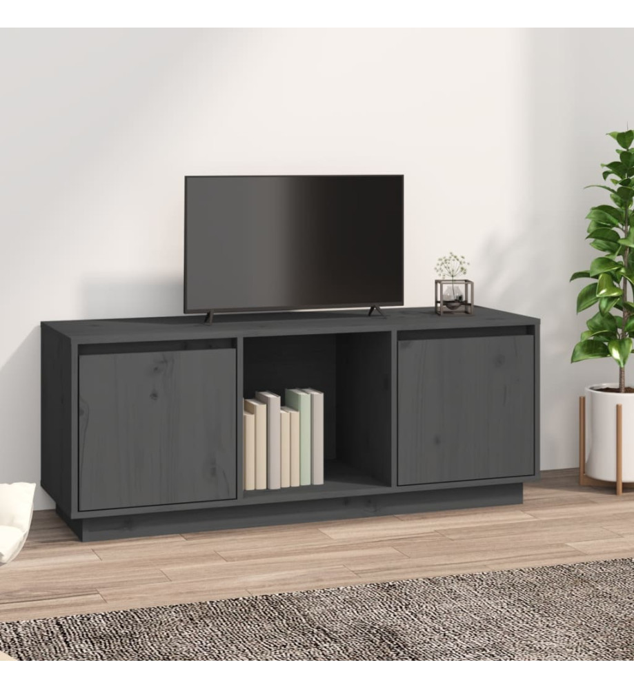 Meuble TV Gris 110,5x35x44 cm Bois de pin massif