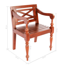 Chaises Batavia lot de 2 marron foncé bois d'acajou solide