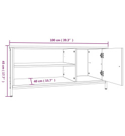 Meuble TV chêne marron 100x40x45 cm bois d'ingénierie