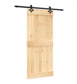 Porte coulissante et kit de quincaillerie 90x210 cm pin massif