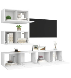 Ensemble de meuble TV 4 pcs Blanc Aggloméré