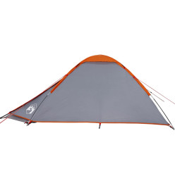 Tente de camping à dôme 4 personnes gris et orange imperméable