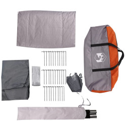 Tente de camping à dôme 4 personnes gris et orange imperméable