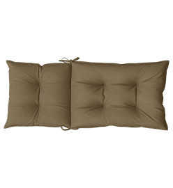 Coussins de chaise à dossier haut lot de 2 taupe mélangé tissu