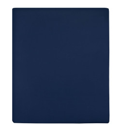 Draps-housses Jersey 2 pcs Bleu marine 180x200 cm Coton