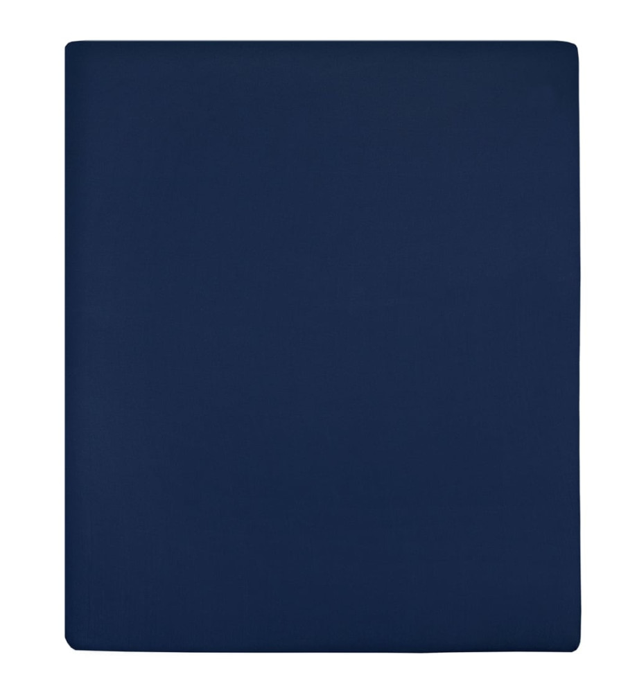 Draps-housses Jersey 2 pcs Bleu marine 180x200 cm Coton