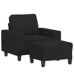 Fauteuil avec repose-pied Noir 60 cm Tissu