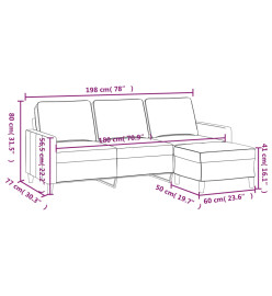 Canapé à 3 places avec repose-pieds Crème 180 cm Velours