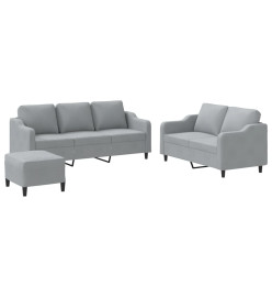 Ensemble de canapés 3 pcs avec coussins Gris clair Tissu