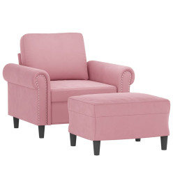 Fauteuil avec repose-pied Rose 60 cm Velours