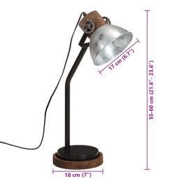 Lampe de bureau 25 W argent vintage 18x18x60 cm E27