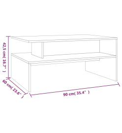 Table basse Chêne fumé 90x60x42,5 cm Bois d'ingénierie