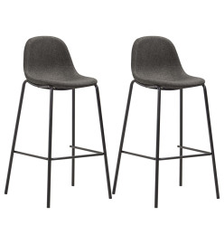 Chaises de bar lot de 2 gris foncé tissu