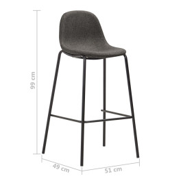 Chaises de bar lot de 2 gris foncé tissu