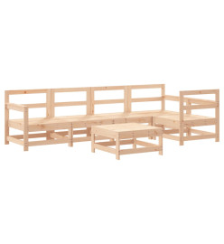 Salon de jardin 6 pcs avec coussins bois massif