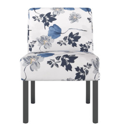 Fauteuil sans accoudoirs bleu tissu avec fleurs