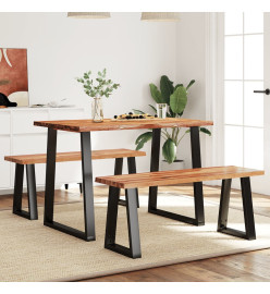 Ensemble à manger 3 pcs avec bord vivant bois massif d'acacia