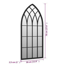 Miroir Noir 70x30 cm Fer pour utilisation à l'intérieur