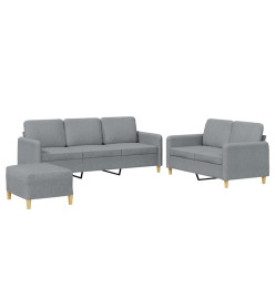 Ensemble de canapés 3 pcs avec coussins Gris clair Tissu