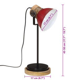 Lampe de bureau 25 W rouge délavé 17x17x50 cm E27