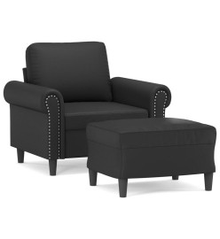 Fauteuil avec repose-pied Noir 60 cm Similicuir