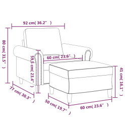 Fauteuil avec repose-pied Noir 60 cm Similicuir