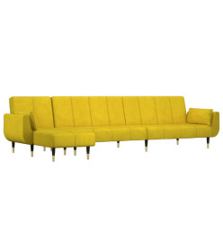 Canapé-lit en forme de L jaune 275x140x70 cm velours