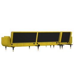 Canapé-lit en forme de L jaune 275x140x70 cm velours