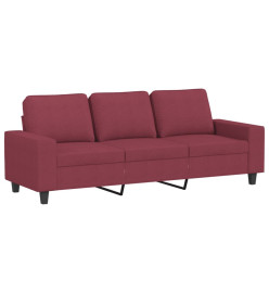 Canapé à 3 places avec repose-pieds Rouge bordeaux 180 cm Tissu